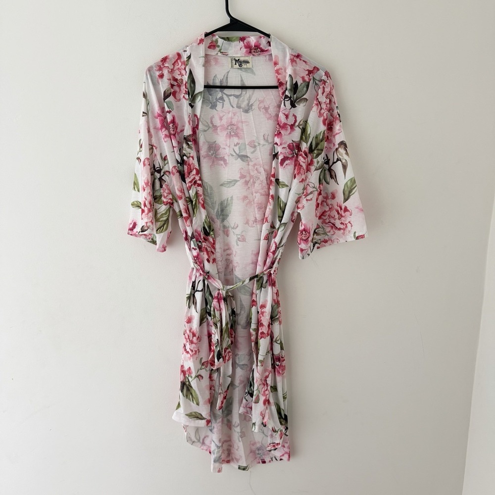 Show Me Your Mumu Belted‎ Robe One Size Pink Floral Casual Wrap Cozy Feminine